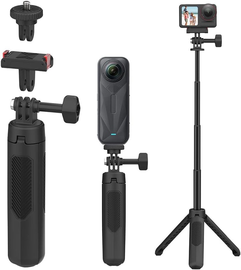NEOSOU 40cm/15.75" Selfie Stick Tripod Stand with Magnetic Mount for DJI Action 5 Pro 4 3 Osmo 360, Mini Extension Rod Handle Grip for GoPro Ace Pro 2 X5 X4 X3 GO 3S Ultra Nano Action 6 Pocket 3 - Image 1